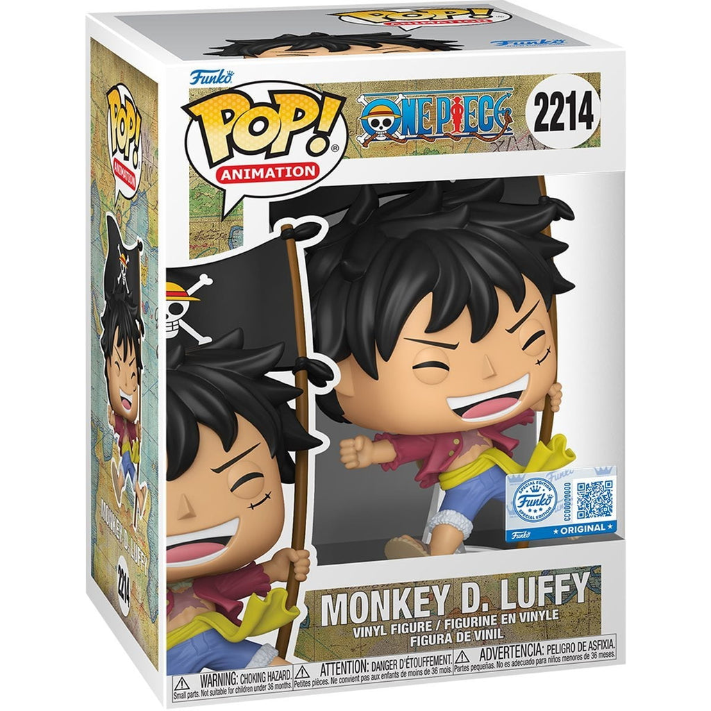 Funko Pop Vinyl Figure One Piece Monkey D Luffy with Flag 2214 Entertainment Earth Exclusive